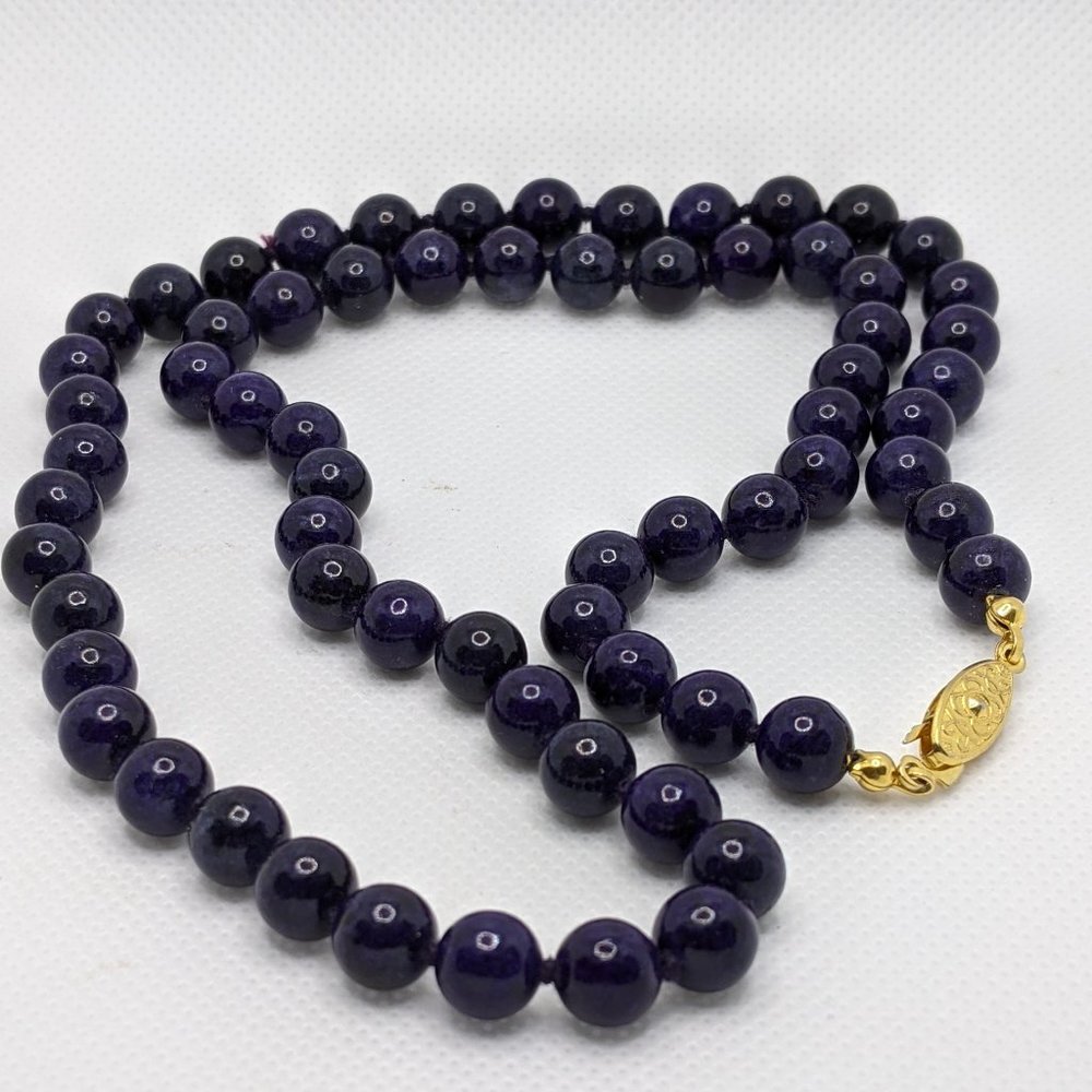 Genuine Sodalite Bead Hand-Knotted 24" Necklace